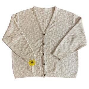 Vintage Cardigan size L Knit Beige Cream Reworked